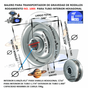 1005 BALERO OBD INTERIOR HEXAGONAL 7/16" PARA INTERIOR DE TUBO DE 1.774"