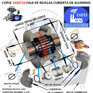 1030T10 COPLE FALK STEELFLEX DE REJILLAS CUBIERTA DE ALUMINIO EXTERIOR 4.160" LARGO 3.880"