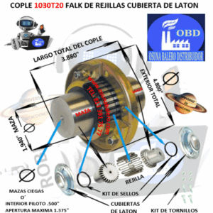 1030T20 COPLE FALK STEELFLEX DE REJILLAS CUBIERTA DE LAMINA EXTERIOR 4.800" LARGO 3.880"