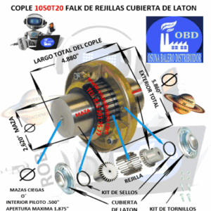 1050T20 COPLE FALK STEELFLEX DE REJILLAS CUBIERTA DE LAMINA EXTERIOR 5.860″ LARGO 4.880″
