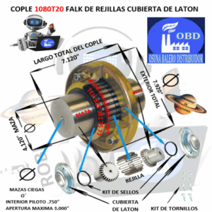 1080T20 COPLE FALK STEELFLEX DE REJILLAS CUBIERTA DE LAMINA EXTERIOR 7.920″ LARGO 7.120″