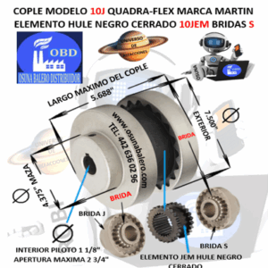 10J COPLE MARTIN FLEXIBLE ESTRIADO QUADRA-FLEX NEGRO EXTERIOR 7.500” LARGO 5.688”
