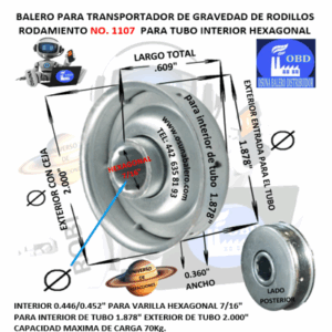 1107 RODAMIENTO INTERIOR HEXAGONAL 7/16” PARA INTERIOR DE TUBO 1.872"