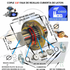 11F COPLE FALK DE REJILLAS CUBIERTA DE LAMINA BARRENO PILOTO EXTERIOR 226.22mm LARGO 195.26mm