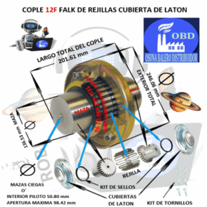 12F COPLE FALK DE REJILLAS CUBIERTA DE LAMINA BARRENO PILOTO EXTERIOR 246.06mm LARGO 201.61mm