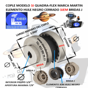 3J COPLE MARTIN FLEXIBLE ASTRIADO QUADRA-FLEX EXTERIOR 2.062" LARGO 2.000"