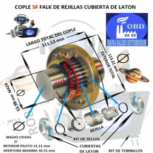 5F COPLE FALK DE REJILLAS BARRENO PILOTO EXTERIOR 113.51mm LARGO 111.13mm