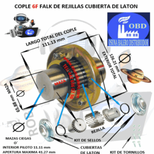 6F COPLE FALK DE REJILLAS BARRENO PILOTO EXTERIOR 126.21mm LARGO 111.13mm