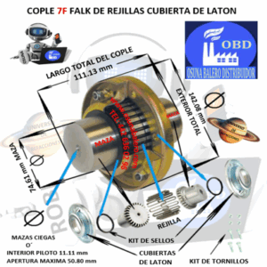 7F COPLE FALK DE REJILLAS BARRENO PILOTO EXTERIOR142.08mm LARGO 111.13mm
