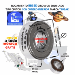 BB35K CLUTCH TSUBAKI FRENO DE BOLAS CON CUÑA INTERIOR FLECHA 35mm EXTERIOR 72mm ANCHO 17mm