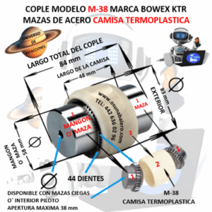 M-38 COPLE BOWEX KTR COMPLETO EXTERIOR 83mm LARGO 84mm