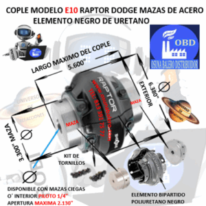 E10 COPLE DODGE RAPTOR BARRENO PILOTO EXTERIOR 6.380” LARGO 5.600”