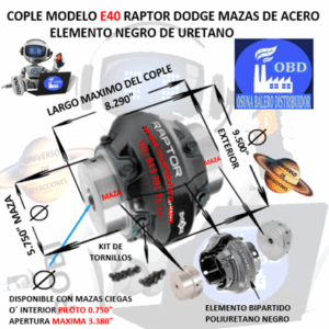 E40 COPLE DODGE RAPTOR BARRENO PILOTO EXTERIOR 9.500” LARGO 8.290”