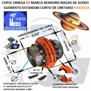 E5 COPLE OMEGA REXNORD BARRENO PILOTO EXTERIOR 5 3/8”  LARGO 5 5/16”