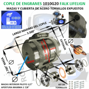 1010G20 COPLE DE ENGRANES FALK LIFELIGN TORNILLOS EXPUESTOS EXTERIOR 4.560”  LARGO 3.500”