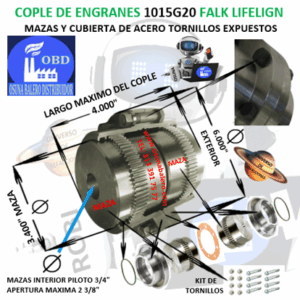 1015G20 COPLE DE ENGRANES FALK LIFELIGN TORNILLOS EXPUESTOS EXTERIOR 6.000”  LARGO 4.000”