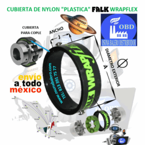 10R CUBIERTA FALK DE NYLON PLASTICA 0360572 PARA COPLE WRAPFLEX EXTERIOR A=3.56” ANCHO J=1.10”