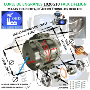 1020G10 COPLE DE ENGRANES FALK LIFELIGN TORNILLOS OCULTOS EXTERIOR 7.000”  LARGO 5.000”