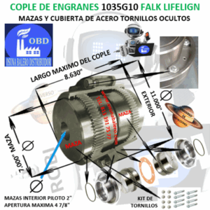 1035G10 COPLE DE ENGRANES FALK LIFELIGN TORNILLOS OCULTOS EXTERIOR 11.000”  LARGO 8.630”
