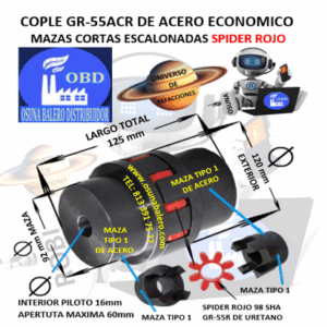 GR-55ACR ECONOMIC COPLE TIPO 1 DE ACERO MAZAS ESCALONADAS EXTERIOR 120mm LARGO 125mm