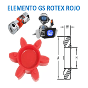 GS19 SPIDER 98A ROJO ROTEX 6 PUNTAS CURVAS EXTERIOR A=40mm ANCHO W=12mm H= SOLIDO CENTRO CERRADO