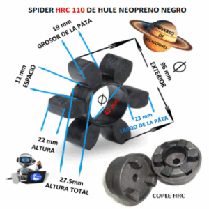 HRC 110 SPIDER ECONOMIC HULE NEOPRENO NEGRO EXTERIOR 96mm ALTURA 27.5mm