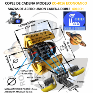 KC 4016 COPLE DE CADENA PASO 40 DE 16 DIENTES EXTERIOR 92mm LARGO 87.4mm
