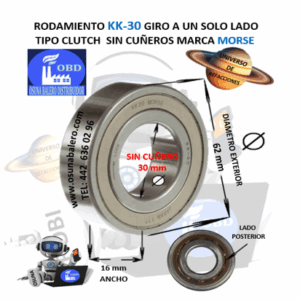 KK-30 MORSE CLUTCH FRENO DE CONTRAVUELTA INTERIOR =30mm EXTERIOR =62mm ANCHO =16mm