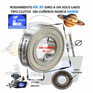 KK-35 MORSE CLUTCH FRENO DE CONTRAVUELTA INTERIOR =35mm EXTERIOR =72mm ANCHO =17mm