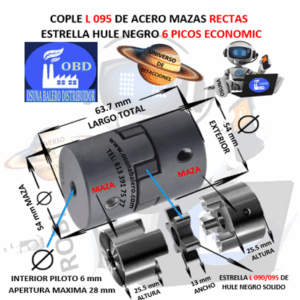 L095 COPLE TRANSLINK TIPO L DE ACERO BARRENO PILOTO EXTERIOR 54mm LARGO 63.7 mm