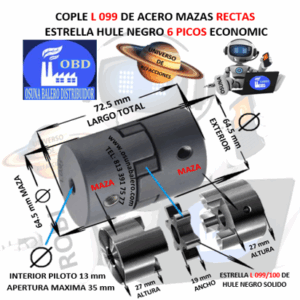 L099/100 COPLE TRANSLINK TIPO L DE ACERO BARRENO PILOTO EXTERIOR 64.5mm LARGO 72.5mm
