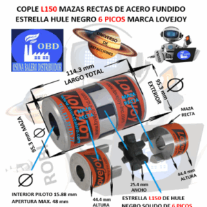 L150 COPLE LOVEJOY TIPO L DE ACERO BARRENO PILOTO 5/8"* EXTERIOR 95.30mm LARGO 114.30mm
