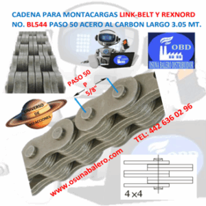 BL544 CADENA MONTACARGAS PASO 50 4 X 4 MARCA LINK-BELT ROLLO 3.05MT=(10FT)