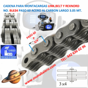 BL634 CADENA MONTACARGAS PASO 60 3 X 4 MARCA LINK-BELT ROLLO 3.05MT. (10FT)