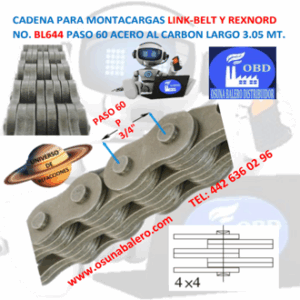 BL644 CADENA MONTACARGAS PASO 60 4 X 4 MARCA LINK-BELT ROLLO 3.05MT. (10FT)