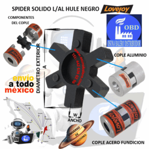 L/AL090/095-SPIDER-SOX NEGRO LOVEJOY NP. 68514411070 EXTERIOR A= 2.120” ANCHO W= 0.440”