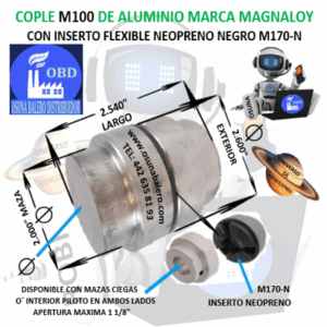 M100 COPLE MAGNALOY ALUMINIO INSERTO NEGRO EXTERIOR 2.600” LARGO 2.540” 