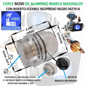 M200 COPLE MAGNALOY ALUMINIO INSERTO NEGRO EXTERIOR 2.900" LARGO 3.100"