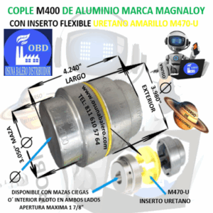 M400-U COPLE MAGNALOY ALUMINIO INSERTO AMARILLO EXTERIOR 3.980” LARGO 4.240”