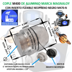 M400 COPLE MAGNALOY ALUMINIO INSERTO NEGRO EXTERIOR 3.980” LARGO 4.240”