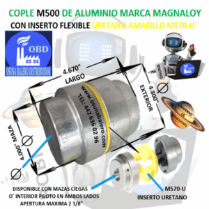 M500-U MAGNALOY COPLE DE ALUMINIO INSERTO AMARILLO EXTERIOR 4.800” LARGO 4.670"