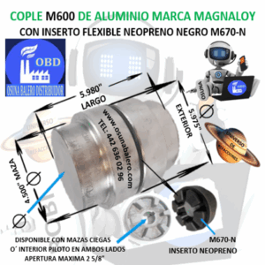 M600 MAGNALOY COPLE DE ALUMINIO INSERTO NEGRO EXTERIOR 5.975” LARGO 5.980″