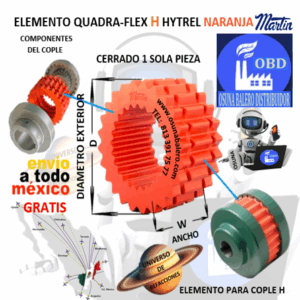 10H ELEMENTO MARTIN QUADRA-FLEX HYTREL NARANJA D= 7 1/16”  W= 3 7/16” 