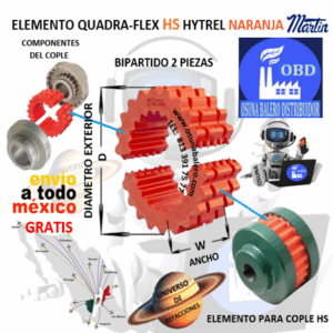 10HS ELEMENTO MARTIN QUADRA-FLEX HYTREL NARANJA BIPARTIDO D= 7 1/16”  W= 3 7/16”