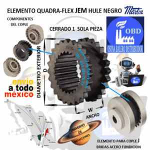 9JEM ELEMENTO MARTIN QUADRA-FLEX HULE NEGRO D= 6″ W= 3”