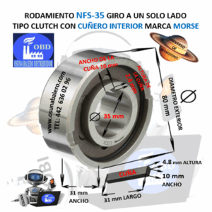 NFS-35 MORSE CLUTCH FRENO DE CONTRAVUELTA CON CUÑA INTERIOR =35mm  EXTERIOR =80mm ANCHO = 31mm