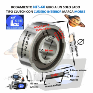 NFS-60 MORSE CLUTCH FRENO DE CONTRAVUELTA CON CUÑA INTERIOR  60mm EXTERIOR 130mm ANCHO 46mm