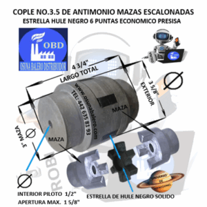 No.3.5 COPLE ESTRELLA DE FIERRO ANTIMONIO ECONOMICO EXTERIOR 3 5/8” LARGO 5”