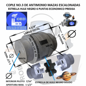 No.3 COPLE ESTRELLA DE FIERRO ANTIMONIO ECONOMICO EXTERIOR 3 1/4” LARGO 4 1/4”