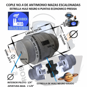 No.4 COPLE ESTRELLA DE FIERRO ANTIMONIO ECONOMICO EXTERIOR 4 5/8” LARGO 5”